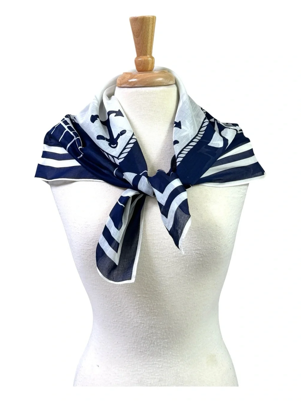 Echo Club 7 Cotton Nautical Anchor & Lifesaver Navy and White Panel